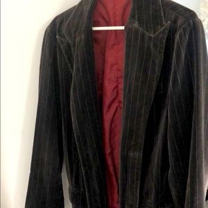 Dark Navy blue crushed velvet smoking jacket